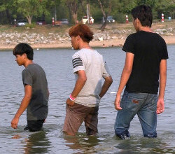 Swimmers in Lake