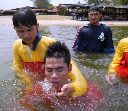 adventure swimming in clothes